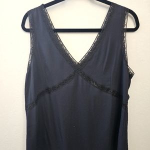 J Crew NWT Navy Blue Camisole/Tank with Black Lace Size 16
